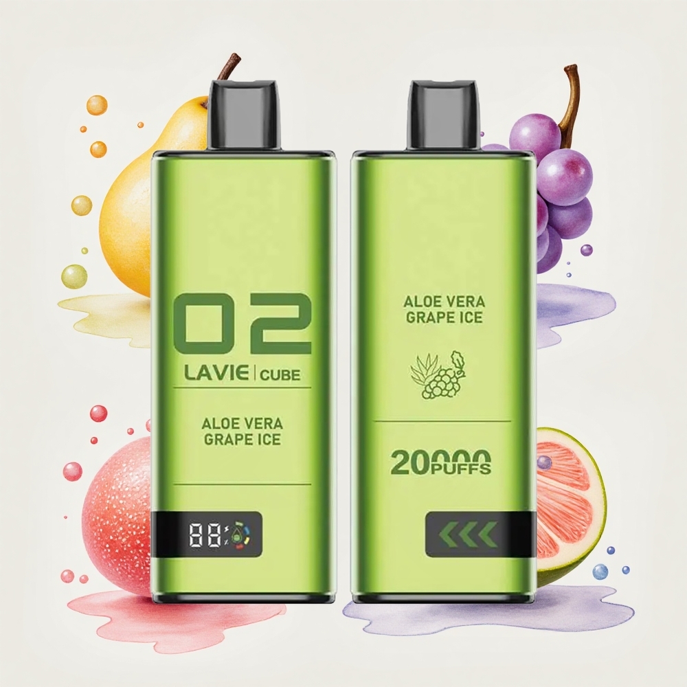 アロエベラグレープアイス ラヴィキューブ 20000パフ 28ml タイプC充電 600mAhバッテリー