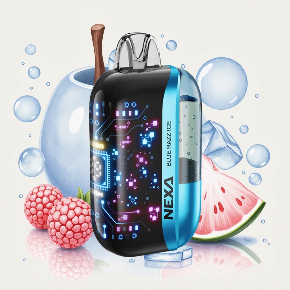 ブルーレズアイス NEXA Ultra 20mlプレフィル 800mahバッテリー 50000パフ 5%ニコチン 0.9ohmデュアルメッシュコイル 3Dカーブドスクリーン Type-C充電