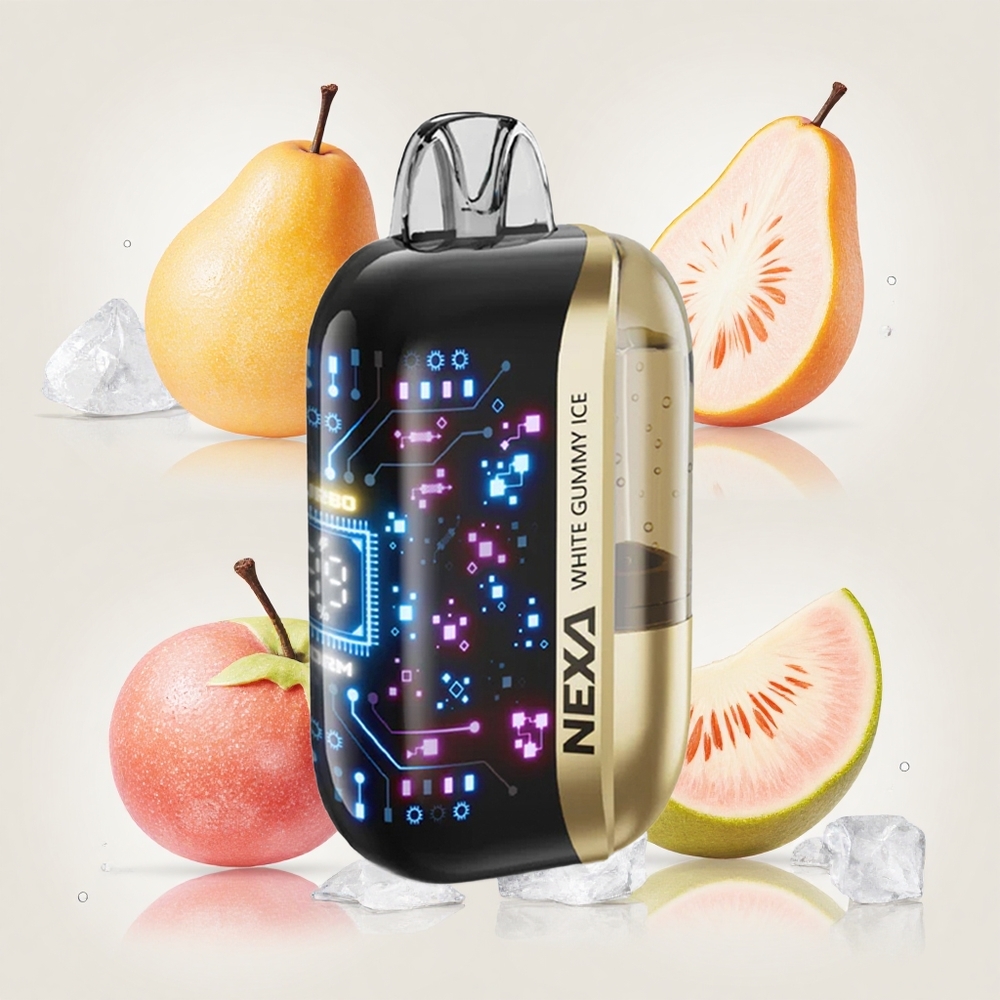 ホワイトグミアイス NEXA Ultra 50000パフ 20mlプレフィル 800mahバッテリー 5%ニコチン 0.9ohmデュアルメッシュコイル 3D曲面スクリーン Type-C充電