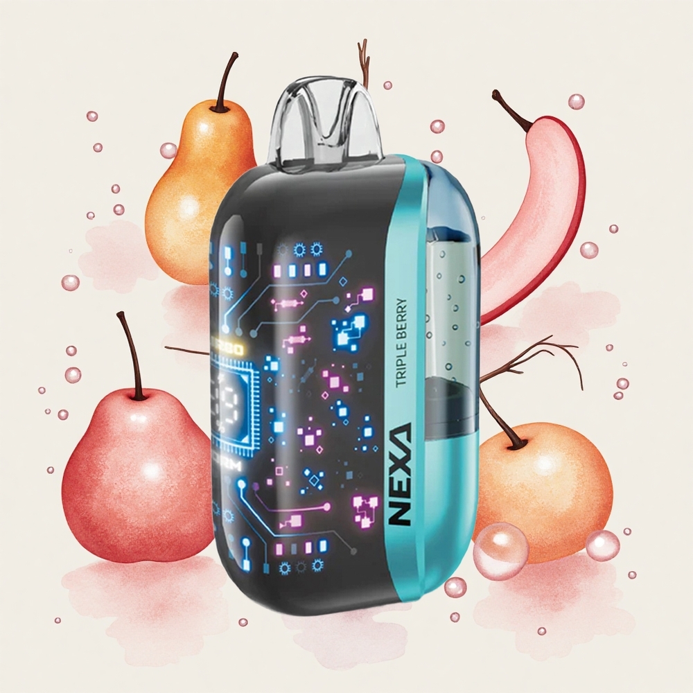 トリプルベリー NEXA Ultra 50,000 パフ 20ml プレフィル 800mAh バッテリー 5% ニコチン 0.9ohm デュアルメッシュコイル 3D 曲面スクリーン Type-C充電