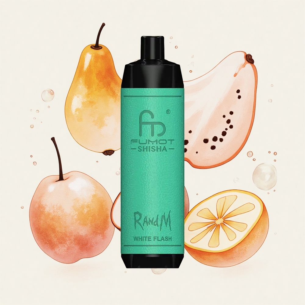 ホワイトフラッシュ フレーバー RandM Fumot Shisha 10000 パフ 18ml プレフィルド 0.5% ニコチン 850mAh バッテリー