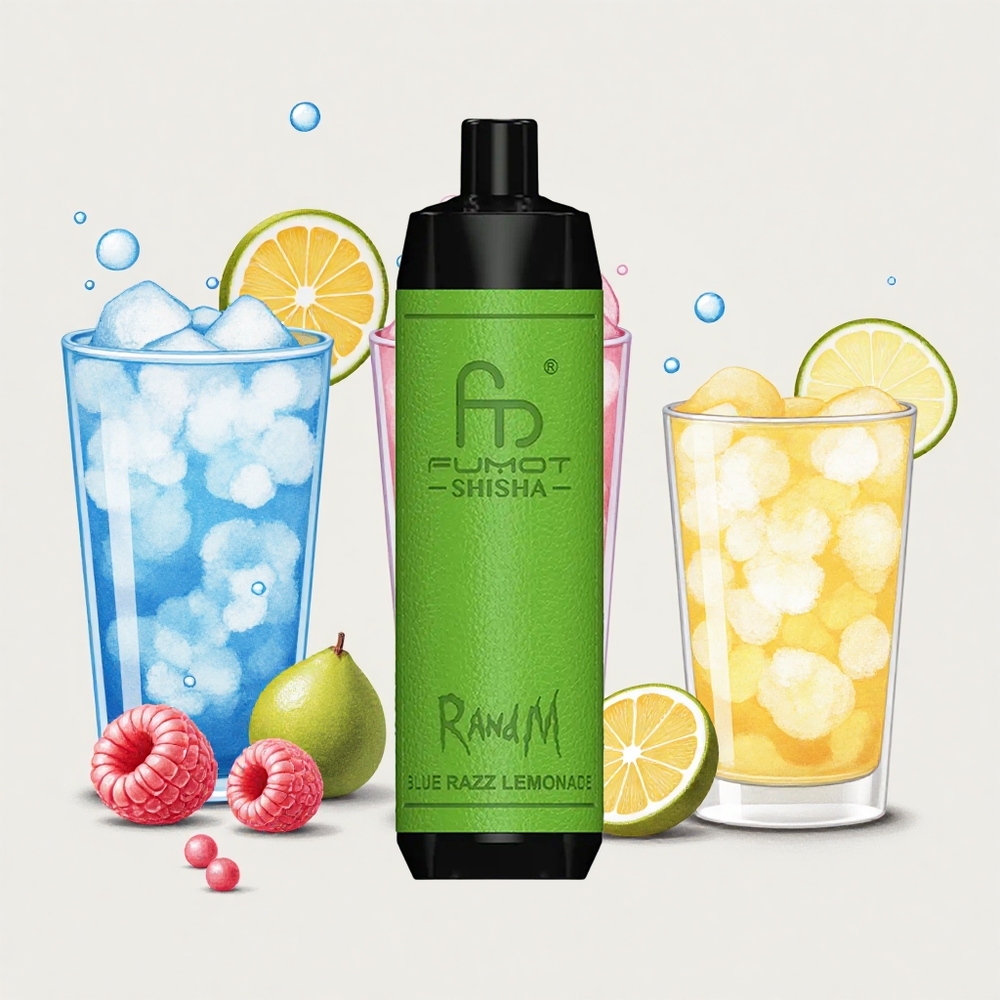 ブルーレモネード RandM Fumot Shisha 10000パフ 18mlプリフィルド 0.5%ニコチン タイプCポート