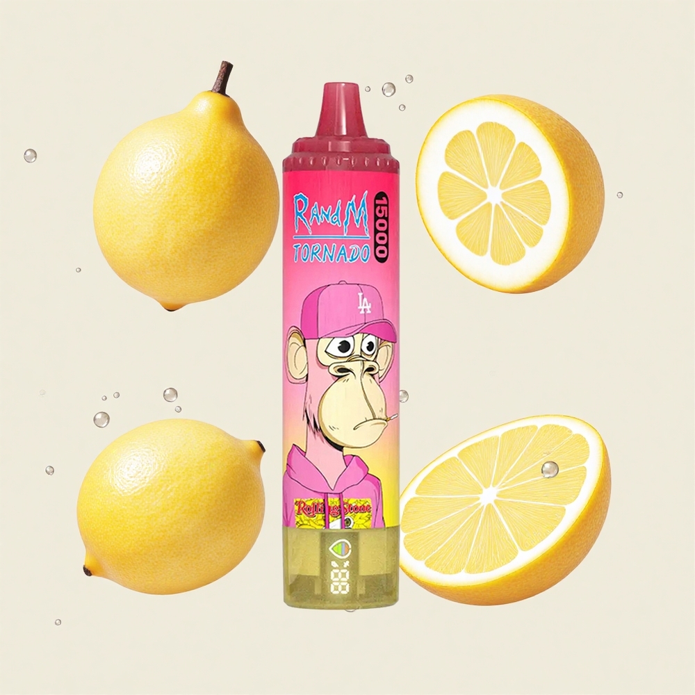 レモン RandM Fumot トルネード 15000回吸引 25ml 850mAh 0.9オーム メッシュコイル USBタイプC LCD