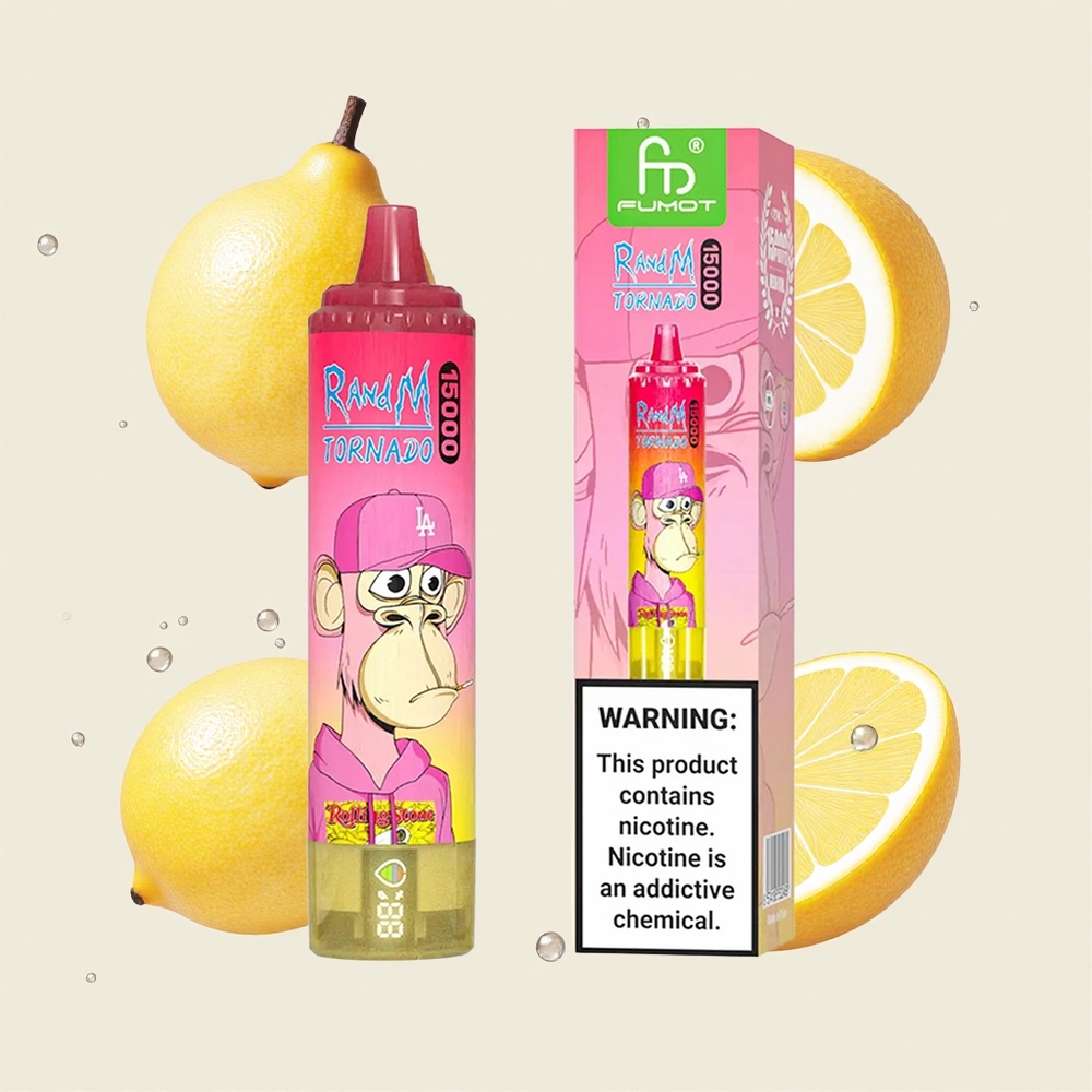 レモン RandM Fumot トルネード 15000回吸引 25ml 850mAh 0.9オーム メッシュコイル USBタイプC LCD
