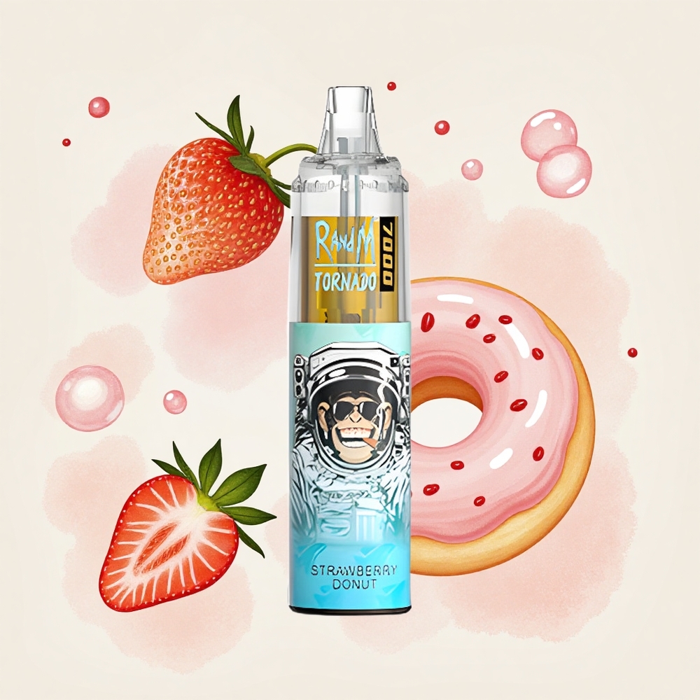ストロベリードーナツ RandM Fumot Tornado 7000回吸引 14ml E-liquid 850mAhバッテリー メッシュコイル Type-Cポート RGBライト 0%,2%,3%,5%ニコチン