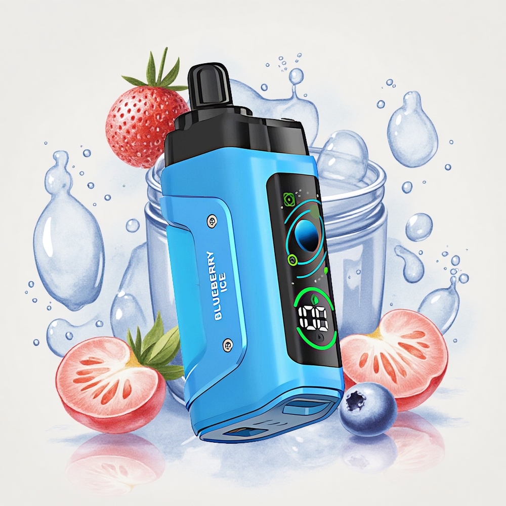 ブルーベリーアイス ラズバー 45000パフ メッシュコイル 1.0オーム タイプC充電式 20mg/ml
