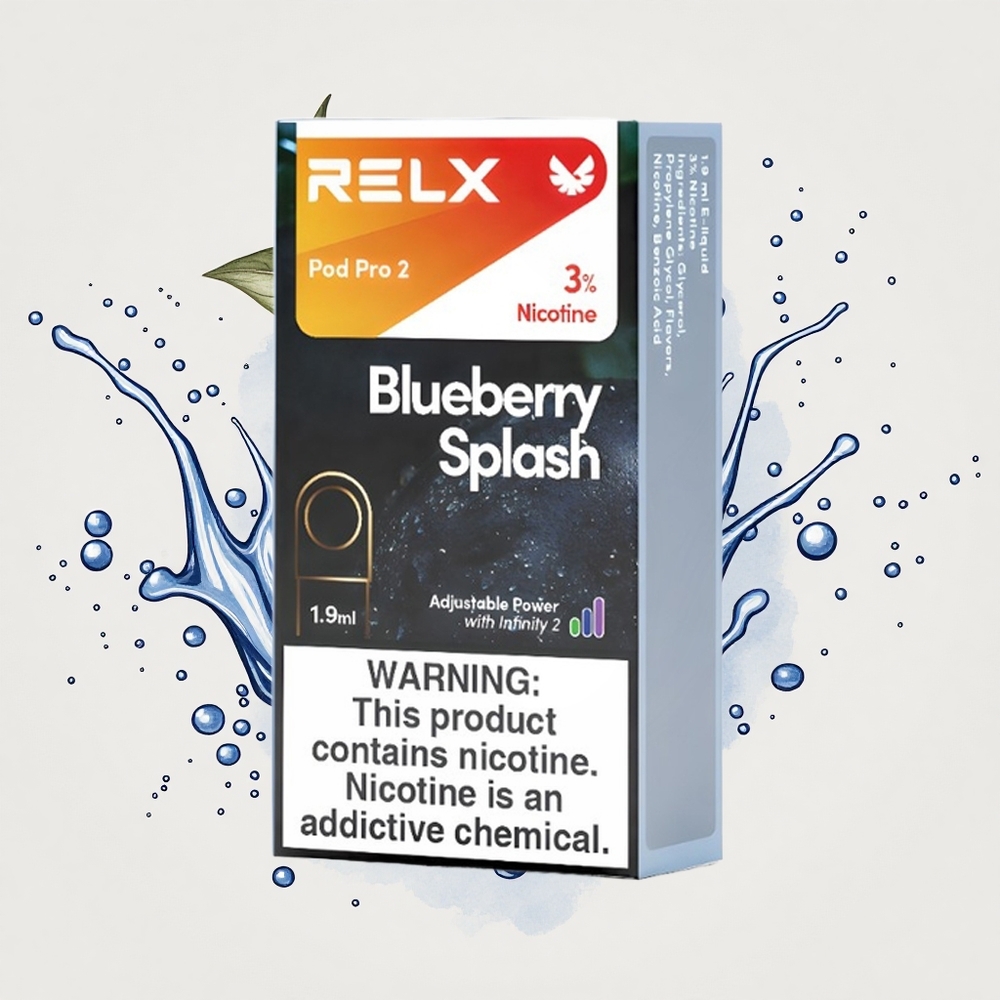 ブルーベリースプラッシュ RELX Pod Pro 2 600パフ ニコチン3% 1.9ml 3電圧調整(エコモード5.5W/スムーズモード6.5W/ブーストモード8W)