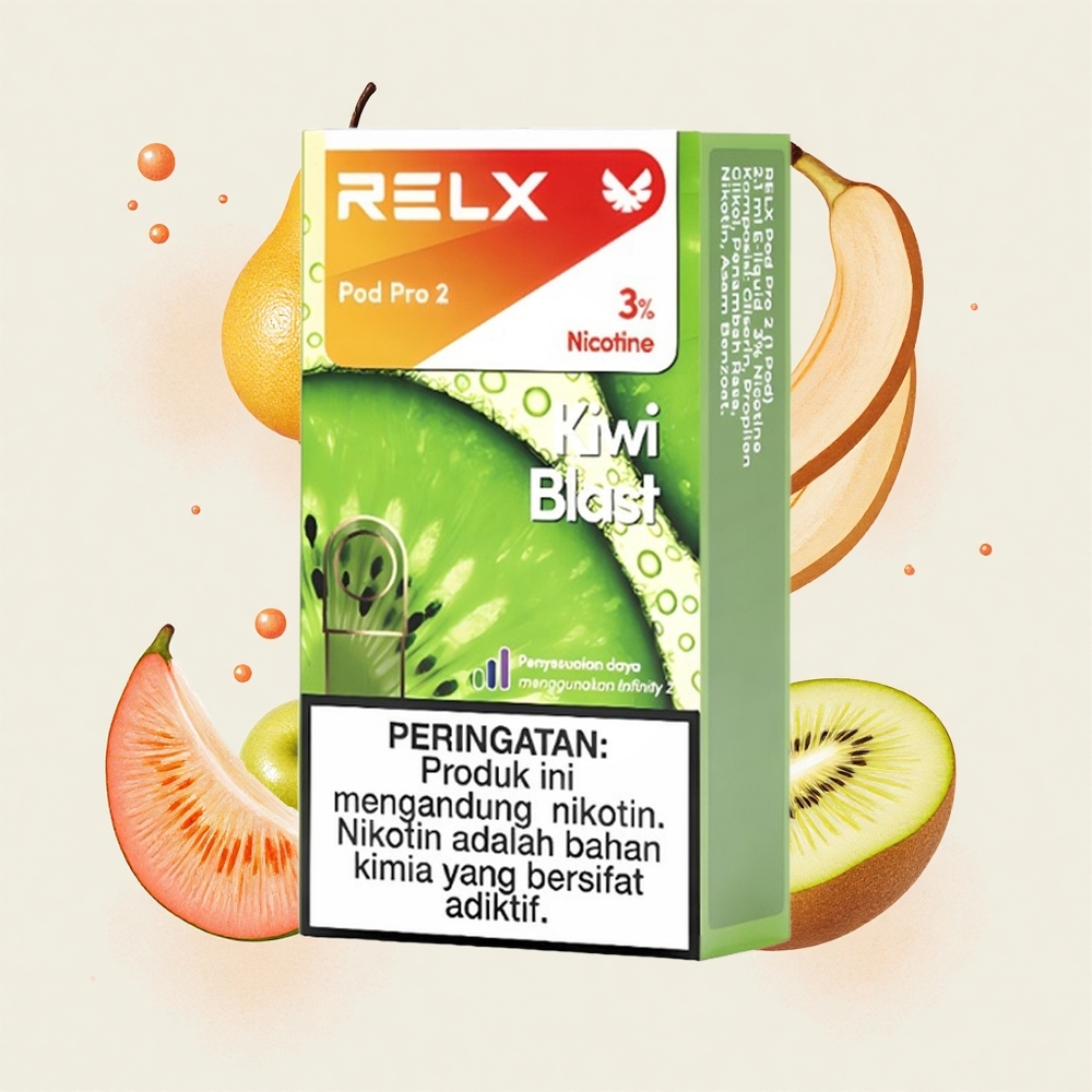 キウイブラスト RELX Pod Pro 2 600パフ ニコチン3% 1.9ml 3電圧調整 (エコモード5.5W/スムーズモード6.5W/ブーストモード8W)