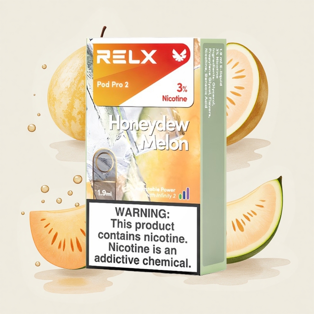 メロン RELX Pod Pro 2 600パフ ニコチン3% 1.9ml 3電圧調整