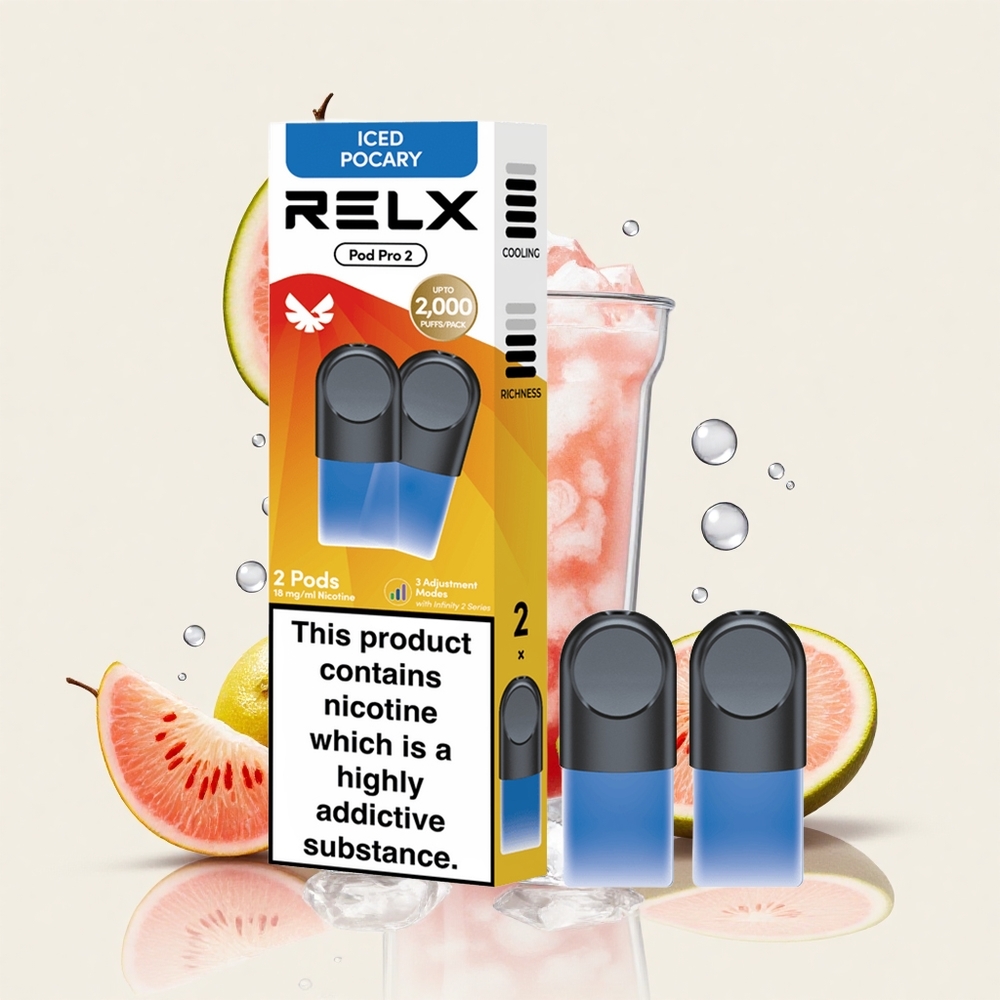 ポカリスエットアイス風味Relx Pod Pro 2 600パフ ニコチン含有量1.8% 電圧調整3モード